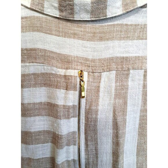 Soft Surroundings Women's M Camina Tunic Long Sleeve Beige Striped Linen Blend - Picture 4 of 11